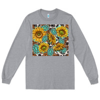 Heather Grey turquoise sunflowers with gemstones Long Sleeve Tee - TumblerDesignByShophia