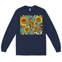 Navy turquoise sunflowers with gemstones Long Sleeve Tee - TumblerDesignByShophia
