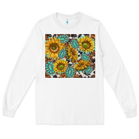 White turquoise sunflowers with gemstones Long Sleeve Tee - TumblerDesignByShophia
