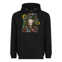 Black summer down cowboy Heavyweight Hoodie - CowhideDigitalArt