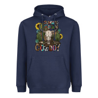 Navy summer down cowboy Heavyweight Hoodie - CowhideDigitalArt