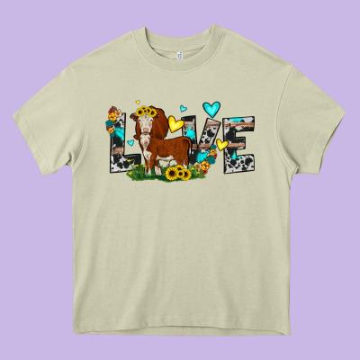 Love Western Cow Heavy Core Tee Designed By Jahusdesignshop