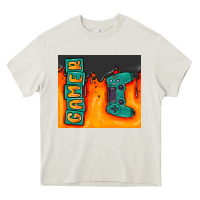 Cream gamer Heavy Core Tee - MaliasSmallBusiness