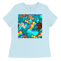 Baby Blue Pride lgbtq hands with flag seamless pattern Ladies Tee - BundleAndBundleShop