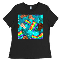 Pride Lgbtq Hands With Flag Seamless Pattern Ladies Tee | Teevron