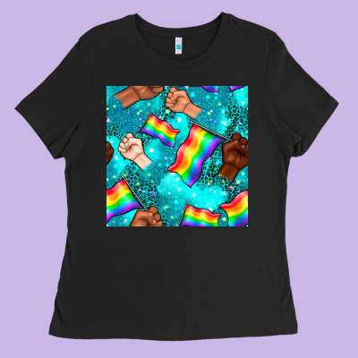 Pride Lgbtq Hands With Flag Seamless Pattern Ladies Tee Designed By Bundleandbundleshop