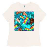 Bone Pride lgbtq hands with flag seamless pattern Ladies Tee - BundleAndBundleShop
