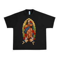 Black Lady of Guadalupe with Roses Urban Heavy Tee - texasbilliewilder