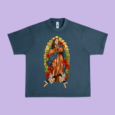 Lady Of Guadalupe With Roses Urban Heavy Tee Designed By Texasbilliewilder