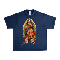 Navy Lady of Guadalupe with Roses Urban Heavy Tee - texasbilliewilder