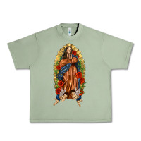 Oil Green Lady of Guadalupe with Roses Urban Heavy Tee - texasbilliewilder