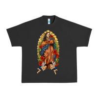 Pigment Black Lady of Guadalupe with Roses Urban Heavy Tee - texasbilliewilder