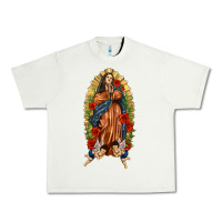 Pistachio Lady of Guadalupe with Roses Urban Heavy Tee - texasbilliewilder