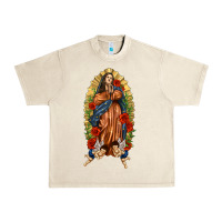 Sandshell Lady of Guadalupe with Roses Urban Heavy Tee - texasbilliewilder