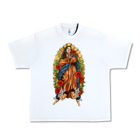 White Lady of Guadalupe with Roses Urban Heavy Tee - texasbilliewilder