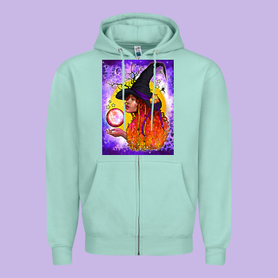 Witch With Crystal Ball Air Freshener Zipper Hoodie Designed By Bundleandbundleshop