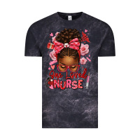 Cloud Black one loved nurse afro messy bun Vintage Tee - texasbilliewilder