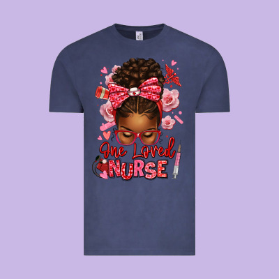 One Loved Nurse Afro Messy Bun Vintage Tee Designed By Texasbilliewilder