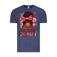 Vintage Denim one loved nurse afro messy bun Vintage Tee - texasbilliewilder