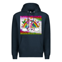 Navy LGBTQ Dabbbing Unicorn And Rainbow Tumbler Premium Hoodie - BundleAndBundleShop