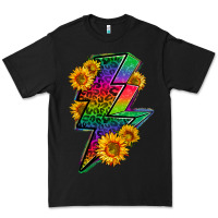 Black LGBTQ+ Lightnin' Bolt With Sunflower Premium Tee - BundleAndBundleShop