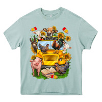 Arona farm animals with school bus Heavy Core Tee - NancyCooperArtShop