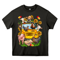 Asphalt farm animals with school bus Heavy Core Tee - NancyCooperArtShop