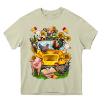 Mossy farm animals with school bus Heavy Core Tee - NancyCooperArtShop