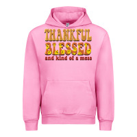 Fuchsia Pink thankful blessed and kind of a mess Urban Hoodie - BarkalooDesign