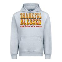 Heather Grey thankful blessed and kind of a mess Urban Hoodie - BarkalooDesign