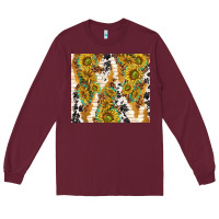 Burgundy sunflowers with patterns Long Sleeve Tee - TumblerDesignByShophia