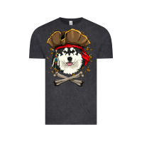 Vintage Black alaskan malamute pirate dog halloween Vintage Tee - linhVisuals