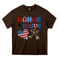 Chocolate Brown honor the brave Heavy Core Tee - MaliasSmallBusiness