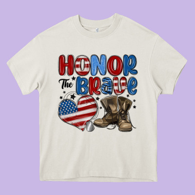 Honor The Brave Heavy Core Tee Designed By Maliassmallbusiness