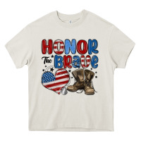 Cream honor the brave Heavy Core Tee - MaliasSmallBusiness