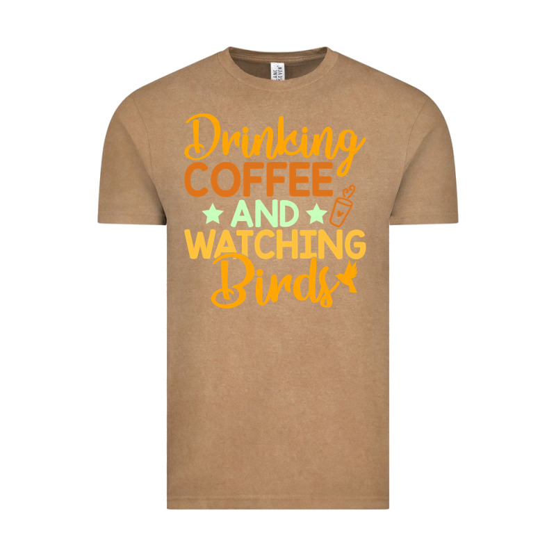 Drinking Coffee Watching Birds Funny Vintage Tee by linhVisuals | Teevron