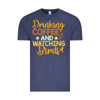 Vintage Denim drinking coffee watching birds funny Vintage Tee - linhVisuals
