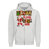 Dove Grey Santa Please Stop Here Zipper Hoodie - FaDigitalArtStudio