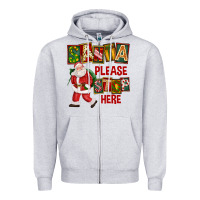Heather Grey Santa Please Stop Here Zipper Hoodie - FaDigitalArtStudio