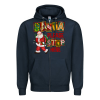 Navy Santa Please Stop Here Zipper Hoodie - FaDigitalArtStudio