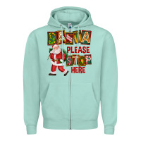 Seafoam Santa Please Stop Here Zipper Hoodie - FaDigitalArtStudio