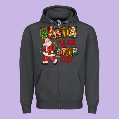 Santa Please Stop Here Zipper Hoodie Designed By Fadigitalartstudio