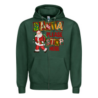 Sports Green Santa Please Stop Here Zipper Hoodie - FaDigitalArtStudio