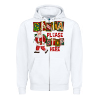 White Santa Please Stop Here Zipper Hoodie - FaDigitalArtStudio