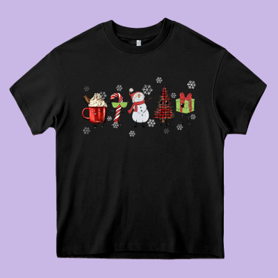 Cartoon Christmas Characters Heavy Core Tee Designed By Maliassmallbusiness