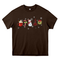 Chocolate Brown Cartoon Christmas Characters Heavy Core Tee - MaliasSmallBusiness