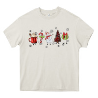 Cream Cartoon Christmas Characters Heavy Core Tee - MaliasSmallBusiness