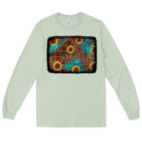 Matcha christmas sunflowers and buffalo plaid background Long Sleeve Tee - Jasminsmagicworld
