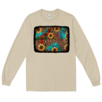 Mushroom christmas sunflowers and buffalo plaid background Long Sleeve Tee - Jasminsmagicworld