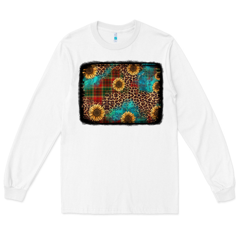 Christmas Sunflowers And Buffalo Plaid Background Long Sleeve Tee by Jasminsmagicworld | Teevron